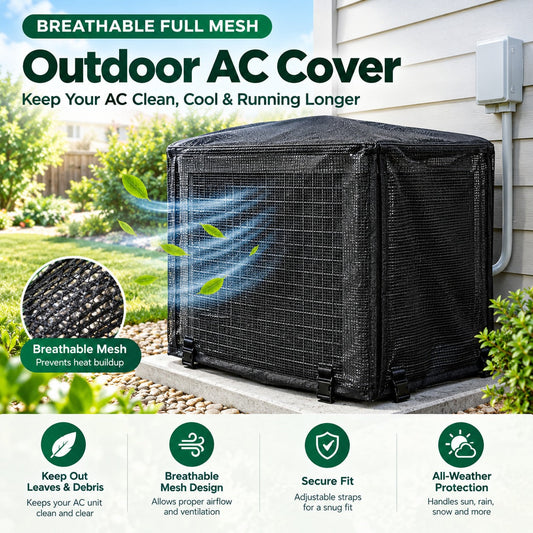 🎉 2026 SALE – Over 19,000 Sold! 💞 All-Season Air Conditioner Cover – Breathable Full-Mesh Polyester Shield Blocks Dust Leaves & Debris While Maintaining Airflow – Durable Lightweight Black Design – Sizes S-XL 🌸
