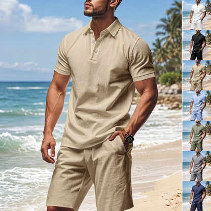 🔥 Pro-Favorite Men's Casual Top & Shorts 2-Piece Set – Linen Blend – Breathable ☀️