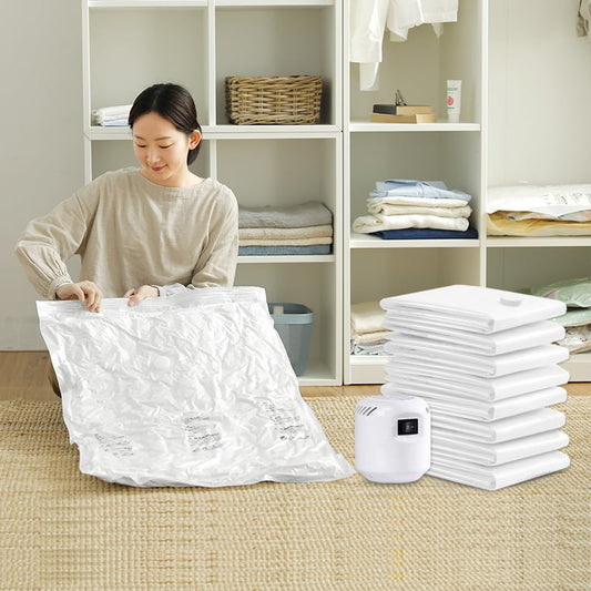 📦 50% OFF! ✨ Durable Electric Vacuum Compression Bag – PA+PE Premium Material, Double Zipper & Triple-Seal Turbo Valve – Save 80% Space with Included Pump 🎁