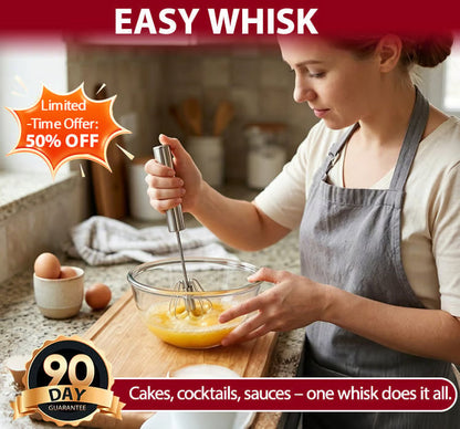 🔥 LAST DAY 50% OFF! ⏰ Stainless Steel Semi-Automatic Eggbeater Easy Whisk – No Wrist Pain, Bidirectional Spin & Cordless ✨