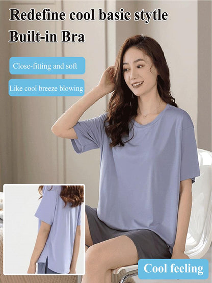 🎉 LIMITED TIME 50% OFF! ❄️ [With Chest Pad] New Ice Silk Cool Pajama Set – Breathable & Ultra-Soft Sleepwear 🌙