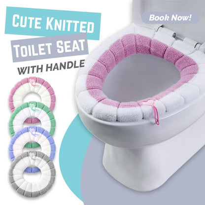 🧶 50% OFF! ✨ Soft Knitted Warm Toilet Seat Cover with Hygienic Lifting Handle – Ultra-Soft Breathable Acrylic Knit, Touch-Free Sanitary Handle, Flexible 360° Stretch Fit with Retaining Ring – Quick Install Machine Washable for Round & O-Shaped Seats 🚽