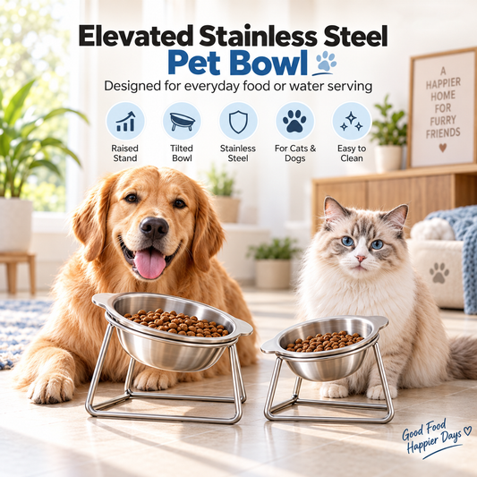 🥣 50% OFF! ✨ 15° Tilted Orthopaedic Feeding Bowl – Raised Stainless Steel Stand, Ergonomic Angle for Better Digestion & Removable Bowl – Simple Everyday Feeding for Cats & Dogs 🐾