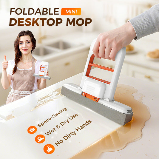 🧽 50% OFF! ✨ Mini Portable Self-Squeezing Desktop Mop for Kitchen & Bathroom – 180° Hands-Free Pull-to-Squeeze, Ultra-Absorbent PVA Sponge Head, Wet & Dry Dual Cleaning Modes & Swivel Head for Tight Gaps – 2 Colors 🫧
