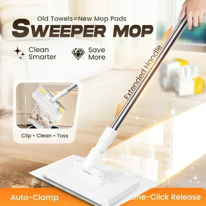🏆 LIMITED TIME 50% OFF! Flat Mop with Stainless Steel Handle – Comes with Reusable Washable Mop Cloths ✨