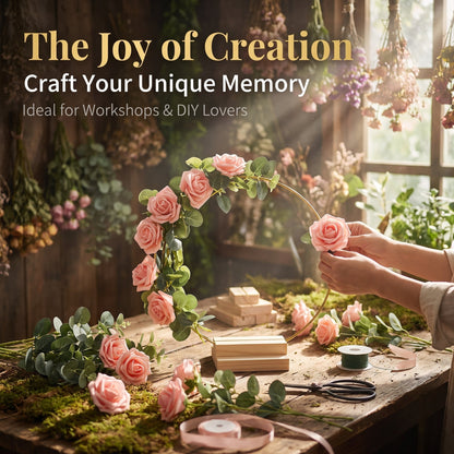 🌸 50% OFF! ✨ Gold-Tone Decorative Hoop with Wooden Stand – Customizable Table Centerpiece with LED String, Reusable Design for Flowers, Ribbon & Greenery – Elegant Iron & Pine Wood Craft for Events & Everyday Decor 🎀