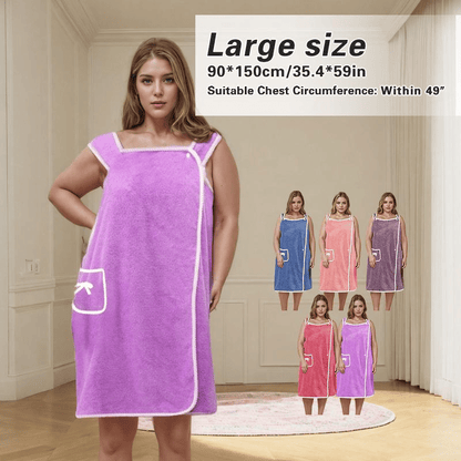 💥 50% OFF! ✨ Plus Size Women's Wearable Shower Skirt – Secure 2-Button Design, Super-Soft Coral Fleece & Quick-Dry Absorbent – Full Coverage That Stays Put, No Awkward Towel Drops 🚿
