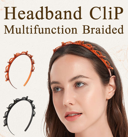 🌸 50% OFF! ✨ 2-in-1 Braided Hairband with Hair Clips – Non-Slip Toothed Headband with Multi-Clip Top Rail for Quick 30-Second Bangs Styling & Flyaway Control, Ultra-Flexible Break-Resistant Eco-Resin – for Women Girls Teens & Kids 🎀