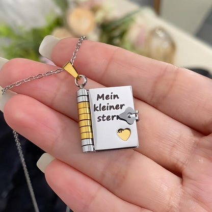 💖 50% OFF! ✨ Openable Heart Book Pendant Necklace – Stainless Steel Engraved Love Letter Locket with Gift Box for Mom, Daughter, Son & Partner 📖