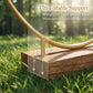 🌸 50% OFF! ✨ Gold-Tone Decorative Hoop with Wooden Stand – Customizable Table Centerpiece with LED String, Reusable Design for Flowers, Ribbon & Greenery – Elegant Iron & Pine Wood Craft for Events & Everyday Decor 🎀