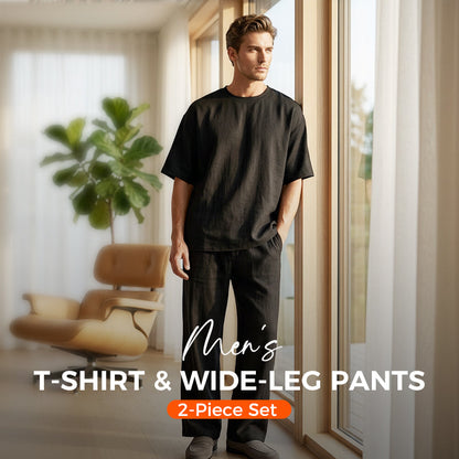 🔥 Pro-Favorite Men's T-Shirt & Wide-Leg Pants 2-Piece Set – Premium Blend – Breathable 🎯