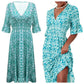 🔥 LIMITED TIME 50% OFF! 👗 Vacation Casual Print V-Neck Waist Wrap Long Dress – 2459+ Sold! Flexible On & Off Shoulders 🌸