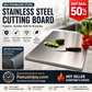 🥩 50% OFF! ✨ Double-Sided 304 Stainless Steel Cutting Board – Certified Food-Grade Non-Porous Surface, Antibacterial & Mold-Proof with Natural Odor Neutralization – Reinforced Core Won't Bend, Ergonomic Hanging Handle for Space-Saving Storage 🍽️