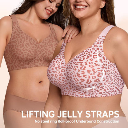 🎉 LIMITED TIME 50% OFF! 🐆 Super Firming Wirefree Jelly Bra with Leopard Print – 3D Suspension Support & Zero-Pressure Memory Foam 💕