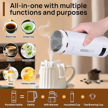☕ 50% OFF! ✨ 500ml Portable Travel Electric Kettle – 4-Stage Temp Control 45°C-100°C with Live LED Display, Rapid 5-Min Boiling, 12H Keep Warm, 360° Leak-Proof Sealing & Double-Layer Anti-Scald Shell – 520g for Hotel Office Travel ✈️