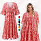 🔥 LIMITED TIME 50% OFF! 👗 Vacation Casual Print V-Neck Waist Wrap Long Dress – 2459+ Sold! Flexible On & Off Shoulders 🌸
