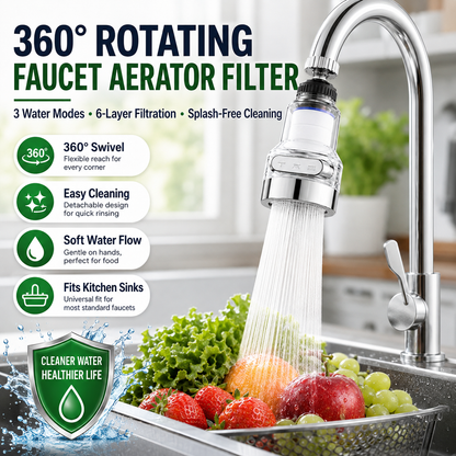 🚰 SAVE 50%! 💧 360° Faucet Filter – 6-Layer Filtration, 3 Spray Modes & Splash-Free Design – Cleaner Water, Effortless Cleaning ✨