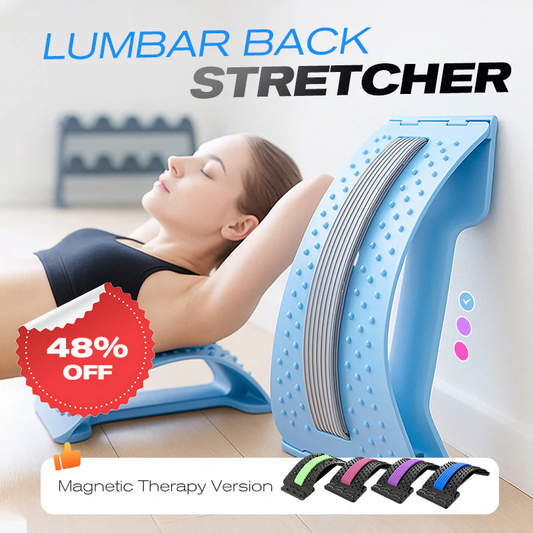 🩹 53% OFF FLASH SALE ! ⚡ Lumbar Stretcher – Ergonomic Spine Support, Adjustable Stretching Levels, Lightweight & Portable 🪑