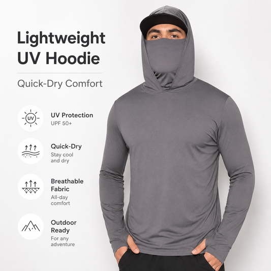 🔥 Pro-Favorite Men's Lightweight Quick-Dry UV Protection Hoodie – Polyester & Spandex – Breathable 🎯