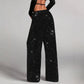 Women's Sequin Sparkle Wide Leg Pants with Elastic Waistband