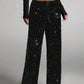 Women's Sequin Sparkle Wide Leg Pants with Elastic Waistband