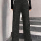 Women's Sequin Sparkle Wide Leg Pants with Elastic Waistband