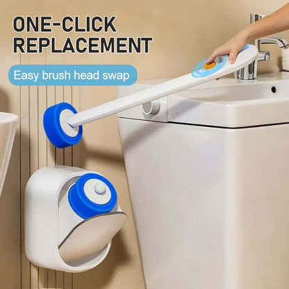 ✨ 50% OFF! ✨ Wall-Mounted Disposable Toilet Brush Set with Cleanser Refills – Preloaded Antibacterial Cleaning Solution, 360° Triple-Layer Rotating Scrub Head, One-Click Touch-Free Ejection & Auto-Lid Storage Caddy – 6/12/18/24/30 Refills 🚽