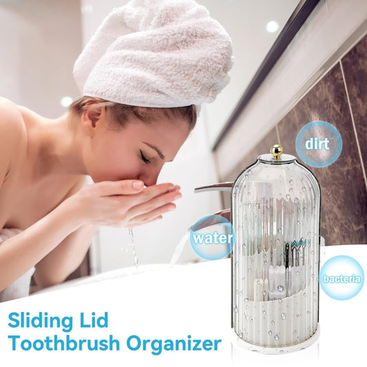 🪥 60% OFF NOW! 🏠 Sliding Lid Toothbrush Organizer – Hygienic Design, Drip-Free & Space-Saving 🚿