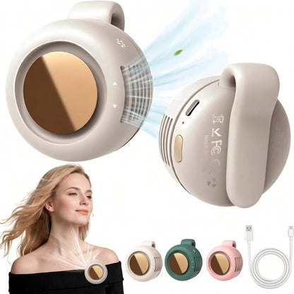🌀 LIMITED-TIME 50% OFF! ✨ Bladeless Neck Fan – 360° Rotation, 1.5h Charge, 6h Use, 3 Speeds ☀️