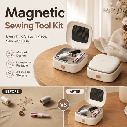 🧵 50% OFF! ✨ Portable Magnetic Sewing Kit – 40 Pieces Essential Repair Tools in One Double-Layer Organizer, Magnetic Needle Storage Keeps Small Metal Items Secure, Compact for Home Travel Dorm & Suitcase – 3 Colors 🧲