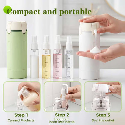 🧴 50% OFF! ✨ 4-in-1 Leak-Proof Refillable Travel Dispenser Bottle Set – 4×30ml Pump Chambers in One Compact Cylinder, TSA 3-1-1 Carry-On Approved, Triple Leak-Lock & BPA-Free PET – 3 Options ✈️