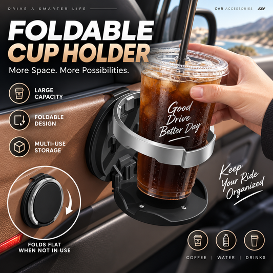 ⏰Multifunctional Foldable Car Door Cup Holder Large Diameter Drink and Water Bottle Storage Rack