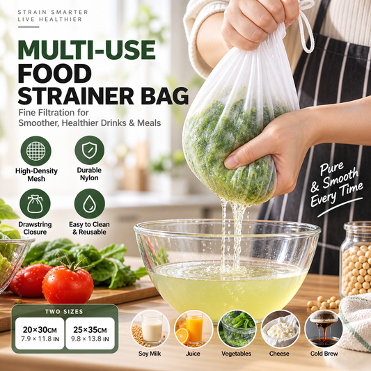 🥛 50% OFF! ✨ High-Density Reusable Food Strainer Bag – Fine Mesh Filters Tiny Particles, Durable Food-Grade Nylon & Drawstring Closure – Perfect for Soy Milk, Juice, Wine & Cold Brew 🧺