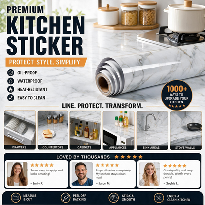 🍳 50% OFF! ✨ Waterproof Marble Peel & Stick Kitchen Backsplash Wallpaper – Oil-Proof Self-Adhesive Contact Paper with Heat-Resistant Aluminum Foil Core (Up to 250°C) – Cut-to-Fit Grid Lines for Countertops & Cabinets 💎