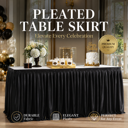 ⏳🔥 LIMITED-TIME 50% OFF! ⏰🌹 Pleated Table Skirt for Events – Elegant Wrinkle-Resistant Polyester with Classic Box Pleats, Stain & Fade Resistant, Effortless Quick Setup – 11 Colors & 3 Sizes for Parties Weddings & Gatherings ✨