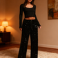 Women's Sequin Sparkle Wide Leg Pants with Elastic Waistband