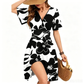 💃 LIMITED TIME 50% OFF! 🌈 Women's Ruffle Sleeve Sexy Sundress – Floral V-Neck Short Wrap Dress with Pockets 🌸