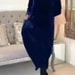 New slimming long dress with round neck.