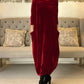 New slimming long dress with round neck.