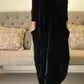 New slimming long dress with round neck.
