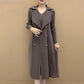 🎁High-end clothing designed for moms🎉Autumn Hot Sale🎉Fashionable Pleated Suit Collar Fake Two-piece Trench Coat