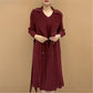🎁High-end clothing designed for moms🎉Autumn Hot Sale🎉Fashionable Pleated Suit Collar Fake Two-piece Trench Coat