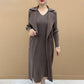 🎁High-end clothing designed for moms🎉Autumn Hot Sale🎉Fashionable Pleated Suit Collar Fake Two-piece Trench Coat