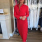 🔥Women's Sexy Red Long Sleeve Lapel Dress