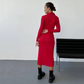 🔥Women's Sexy Red Long Sleeve Lapel Dress