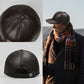 Stylish men's winter leather cap with thickened ear flaps