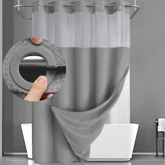 🔥 HOT SALE 50% OFF! 🔥 Waffle Shower Curtain – Hotel Style, 180GSM, Water-Repellent, 183×190cm 🚿