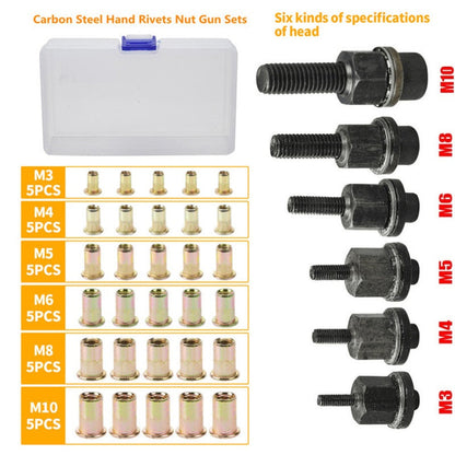 Threaded Insert Nut Rivet Nuts Set with Flat Head