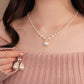 Vintage Elegant Zirconia Imitation Pearl Necklace & Earrings