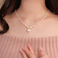 Vintage Elegant Zirconia Imitation Pearl Necklace & Earrings